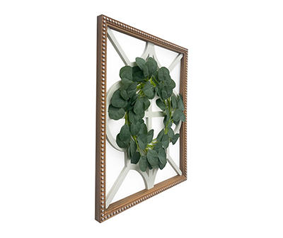 Greenery Wreath & Quatrefoil Beaded Frame Wall Decor