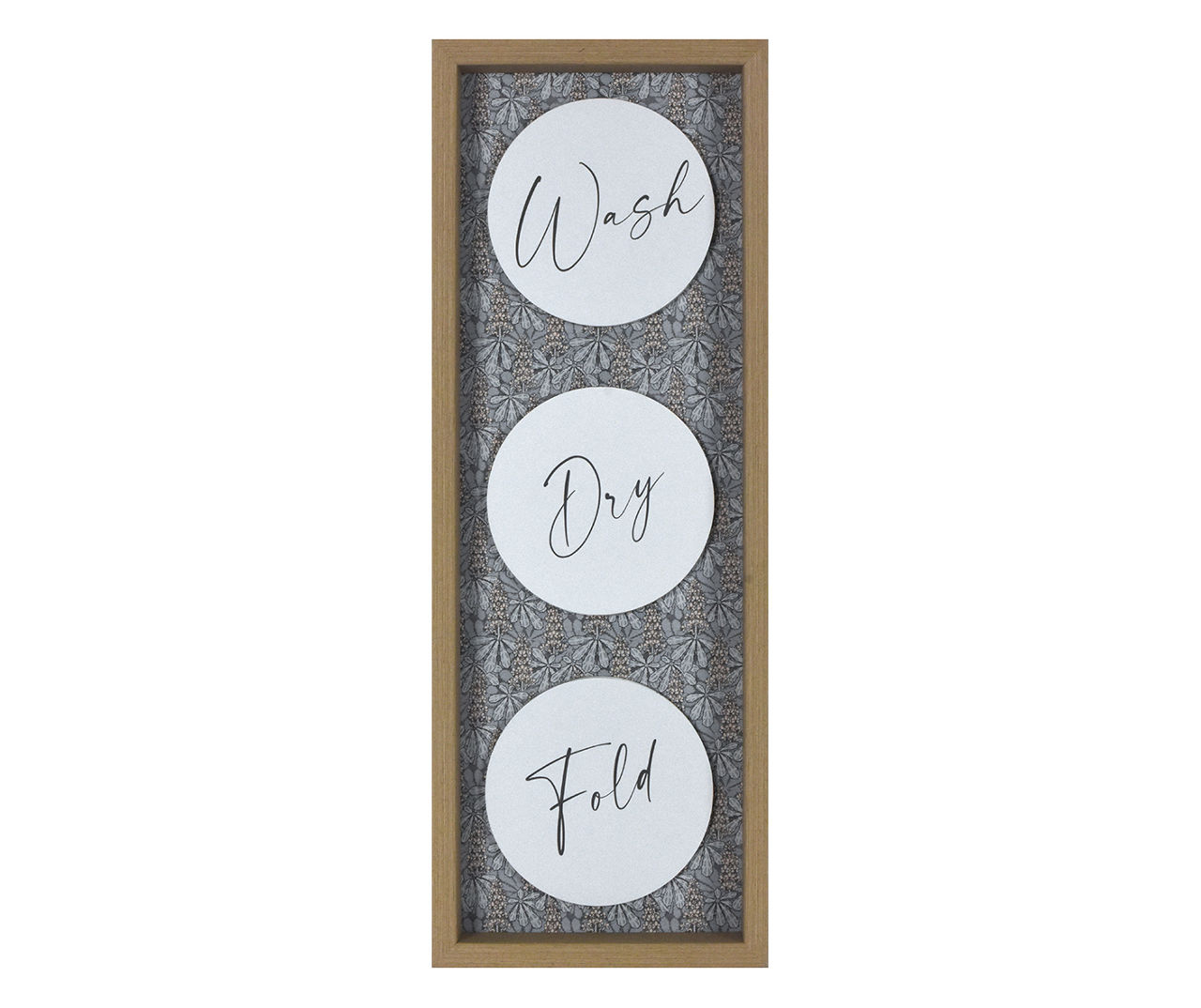 "Wash, Dry, Fold" White Circle Framed Art, (8" x 22")