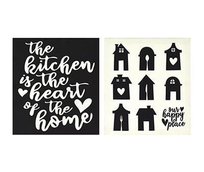 "The Kitchen" & "Happy Place" 2-Piece Art Canvas Set, (9" x 10")