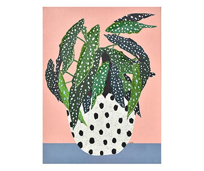 Polka Dot Plant in Vase Art Canvas, (12" x 16")
