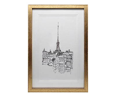 Eiffel Tower Sketch Framed Art, (11.5" x 17.5")