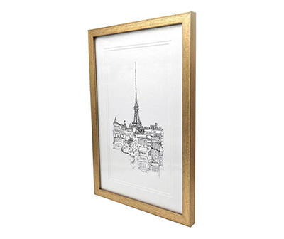 Eiffel Tower Sketch Framed Art, (11.5" x 17.5")