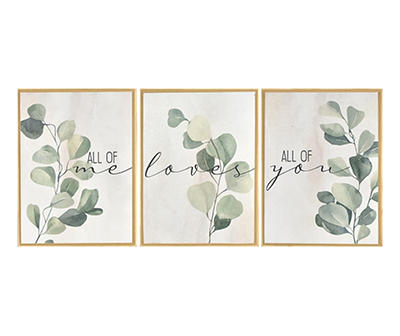 "Loves All Of You" Eucalyptus 3-Piece Art Set, (7.1" x 9.5")