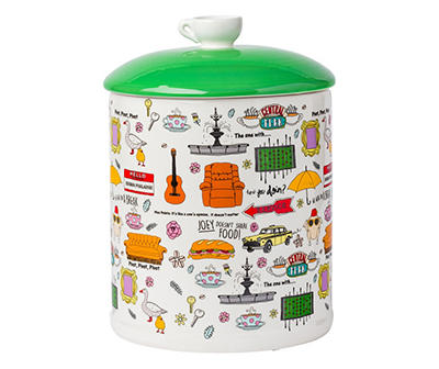 Friends White & Green Icons Ceramic Canister, (10