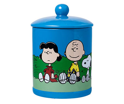 Peanuts Blue Group Ceramic Canister, (10")