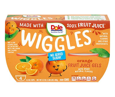 Wiggles Orange Fruit Juice Gels, 4-Pack