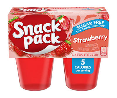 Snack Pack Sugar-Free Strawberry Flavored Low Calorie Juicy Gels, 4-Count