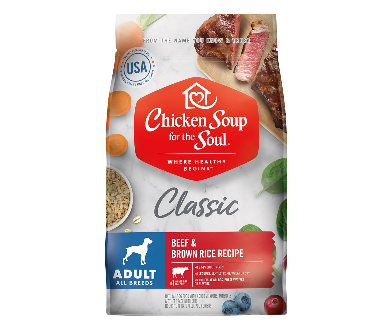 Chicken Soup for the Soul Beef & Brown Rice Adult Dry Dog Food, 4.5 lbs