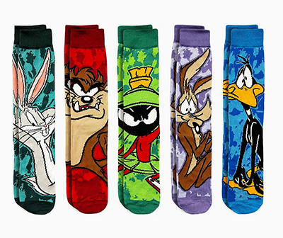 Looney Tunes Mixed Character Crew Socks, 5-Pack
