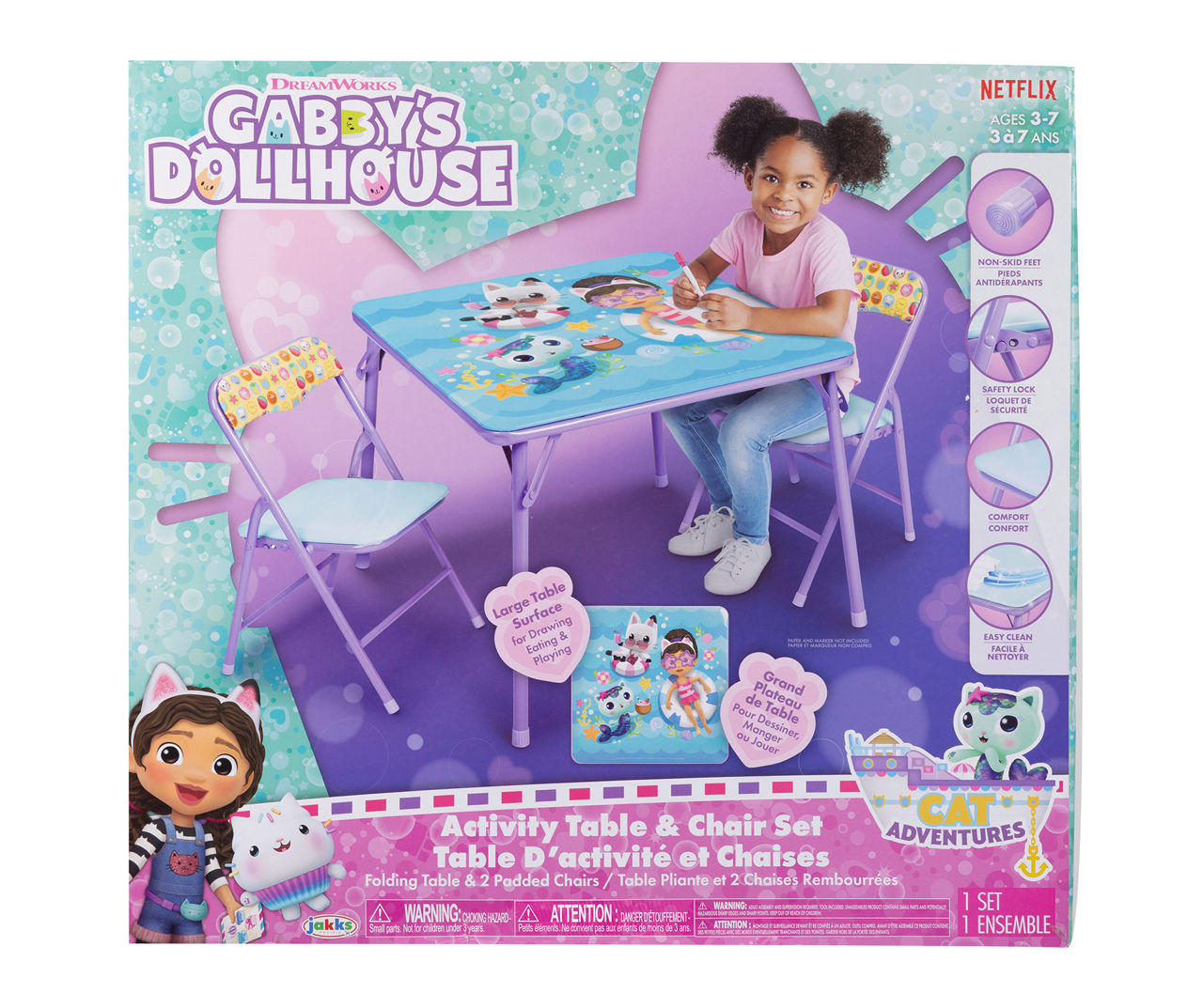 Gabby s Dollhouse Blue Purple 3 Piece Activity Table Chair Set Big Lots