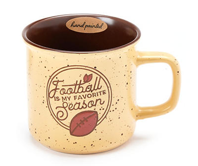 "Favorite Season" Tan & Brown Football Stoneware Camper Mug, 18 oz.