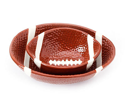 Brown Football 2-Piece Tidbit Bowl Set