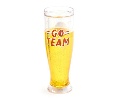 "Go Team" Clear & Yellow Insulated Acrylic Pilsner Glass, 16 oz.