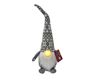 18" Gray Light-Up Nose Gnome Plush Decor