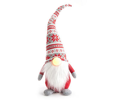 18" Red Light-Up Nose Gnome Plush Decor