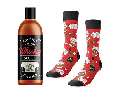 Red & Black Whiskey Novelty Socks