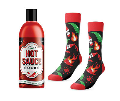 Black & Red Hot Sauce Novelty Socks