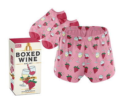 Women's Pink Wine Novelty Lounge Shorts & Socks