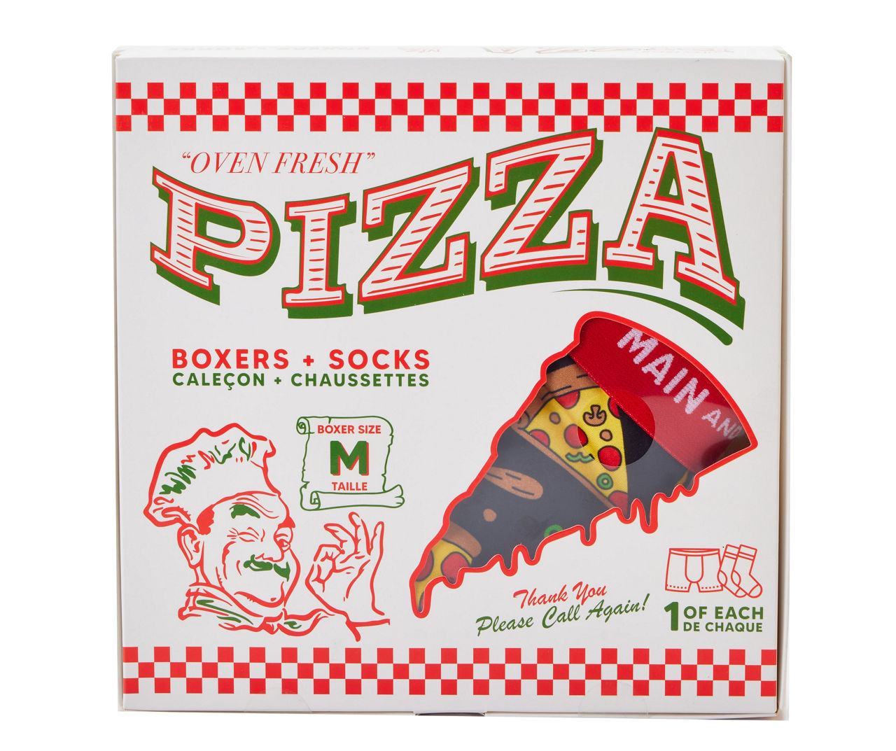 Men's Size S Black & Red Pizza Novelty Boxer & Socks Gift Set