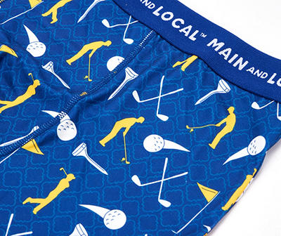 Men's Size M Navy & Gold Golf Novelty Boxer & Socks Gift Set