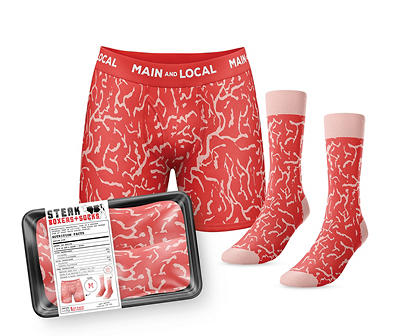 Men's Red Meat Novelty Boxer & Socks Gift Set