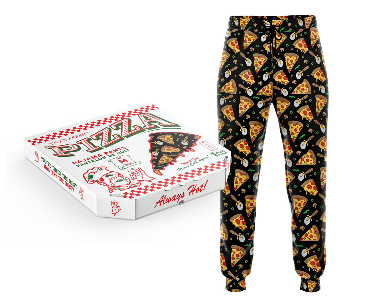 Men s Black Yellow Pizza Novelty Lounge Pants Big Lots