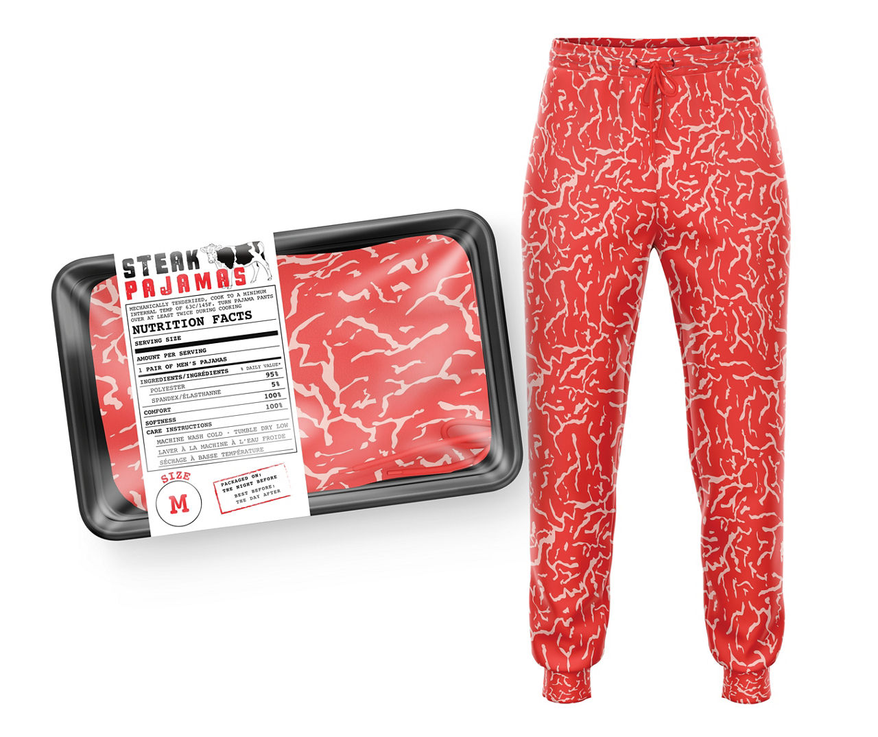 Men's Red & White Meat Novelty Lounge Pants