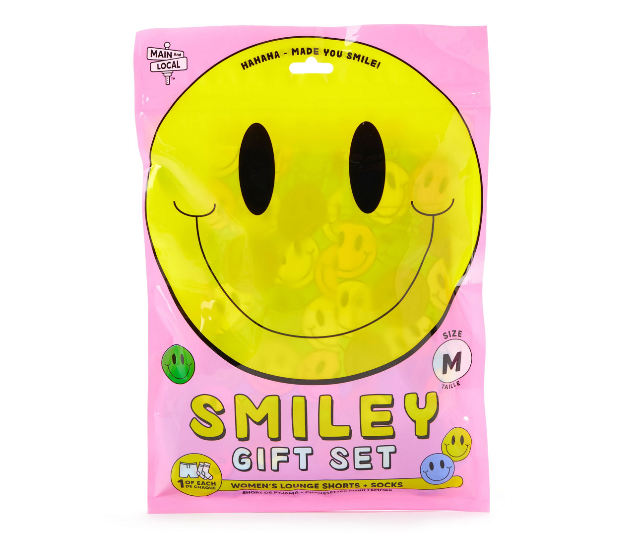 Women's Pink & Blue Smiley Novelty Lounge Shorts & Socks Big Lots