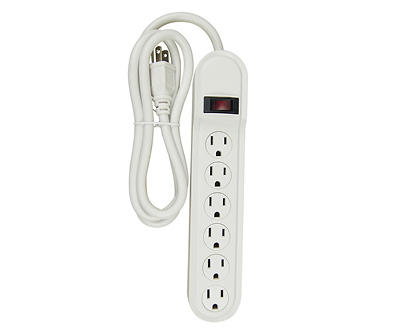White 6-Outlet Indoor Surge Protector