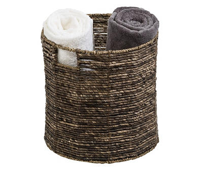 Brown Woven Round Storage Basket, (13")