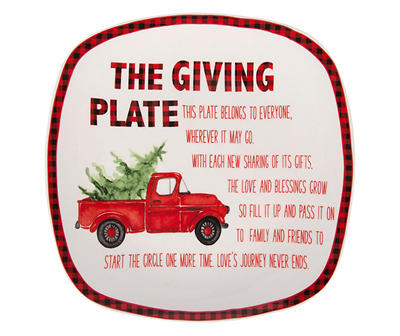 "The Giving Plate" White & Red Buffalo Check Truck Decorative Plate