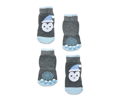 Pet Gray & Blue Penguin Socks