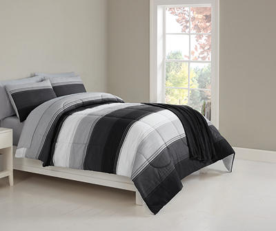 Gray & Black Stripe Full 8-Piece Bed-in-a-Bag Set