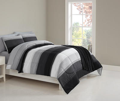 Gray & Black Stripe King 8-Piece Bed-in-a-Bag Set