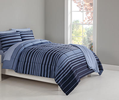 Navy Stripe King 8-Piece Bed-in-a-Bag Set