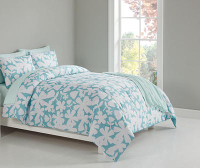 Zinna Blue & White Floral Full 8-Piece Bed-in-a-Bag Set