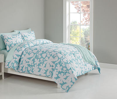 Zinna Blue & White Floral Queen 8-Piece Bed-in-a-Bag Set