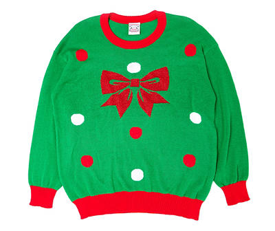 Women's Size X-Large Green & Red Gift Ribbon Ugly Sweater