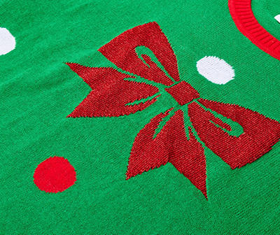Women's Size M Green & Red Gift Ribbon Ugly Sweater