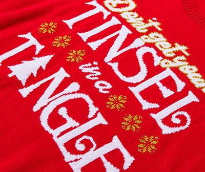 Women's Size M "Tinsel in a Tangle" Red Ugly Sweater