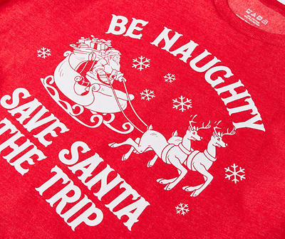 Unisex Size M "Save Santa the Trip" Red Heather Ugly Sweatshirt