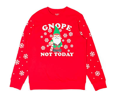 Unisex Size L "Gnope" Red Snowflake Ugly Sweatshirt