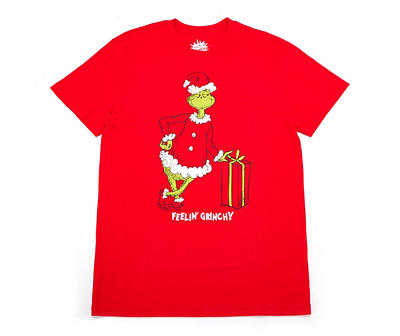 Men's Size X-Large "Grinchy" Red Santa Grinch Graphic Tee