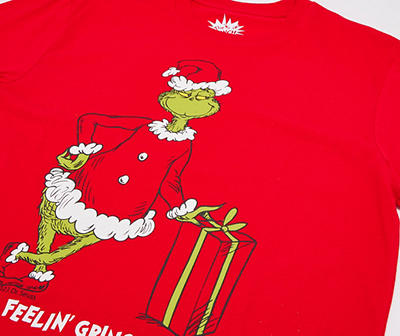 Men's Size X-Large "Grinchy" Red Santa Grinch Graphic Tee