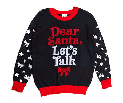 Women's Size M "Let's Talk" Black & Red Ugly Sweater