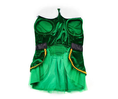 Pet Medium Green Holiday Elf Dress Costume