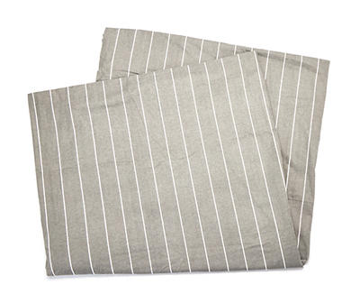 Gray & White Pinstripe Queen 4-Piece Flannel Sheet Set