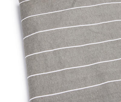 Gray & White Pinstripe Full 4-Piece Flannel Sheet Set