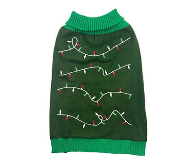 Pet Small Green String Lights Sweater