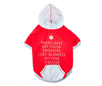 Pet Small "Snowflakes Hot Cocoa Sweaters" Red & Gray Hoodie